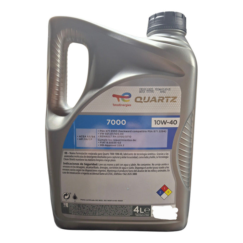 Aceite Total Quart 7000 Diésel Y Bencinero 10w40 4litros