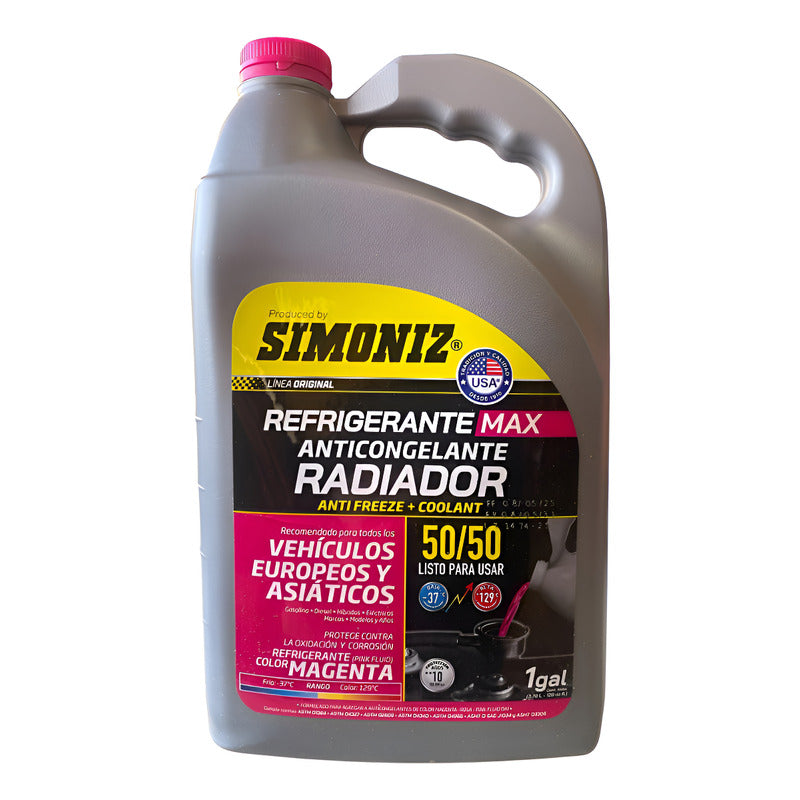 Refrigerante Antifreeze Simoniz Vehículo Europeos Y Asiáticos Color Rosado