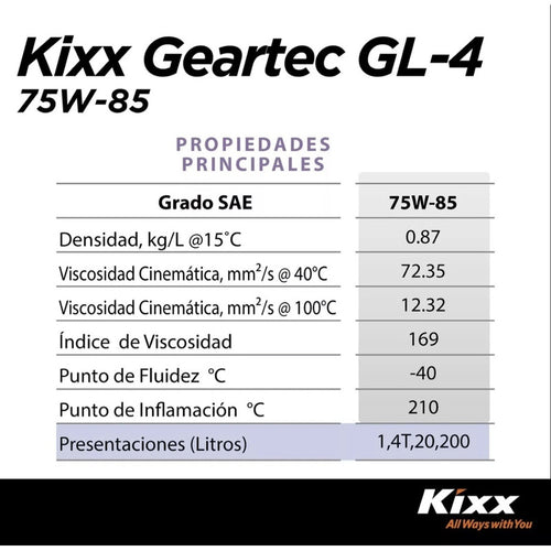 Aceite 75w85 Gl4 Marca Kixx Coreano 1 Litro