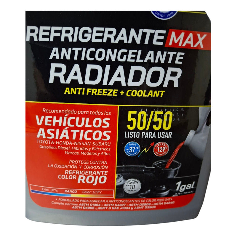 Refrigerante Anticongelante Simoniz 50% Color Rojo Asiatico