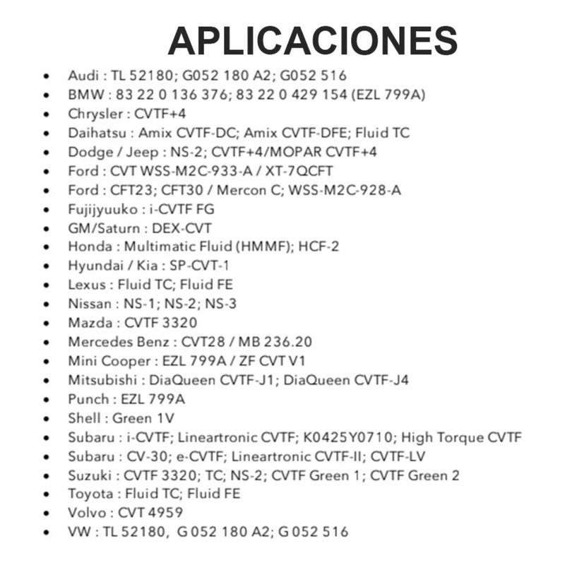 Aceite Cvt Wolf's Americano Sintético 946ml