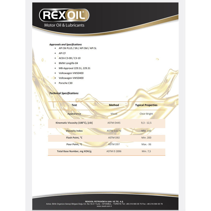 Aceite 5w30 Rexoil Full Sintético 7 Litros Diésel Y Becinero
