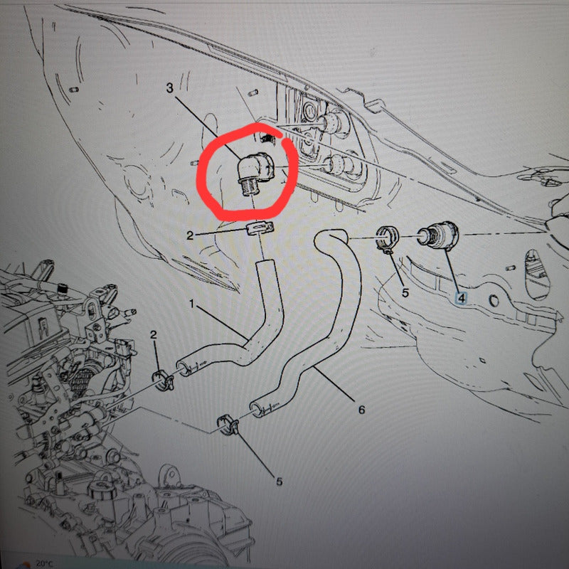 Conector Manguera De Calefaccion Curvo Cruze  Sonic Tracket