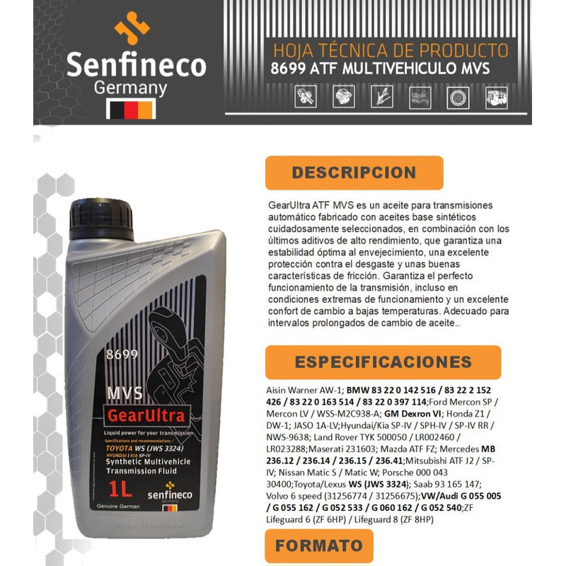 Atf Sintético Dexron Vl Toyota Ws Cajas Automática