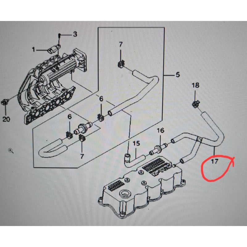 Manguera Tapa  Válvula Gases Respiradero Chevrolet Spark 1.0