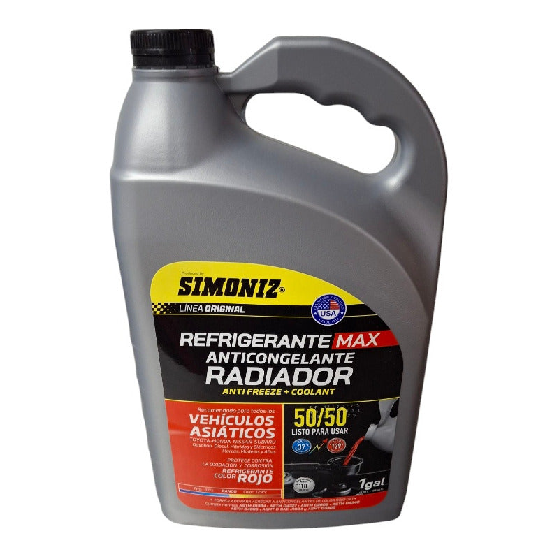 Refrigerante Anticongelante Simoniz 50% Color Rojo Asiatico