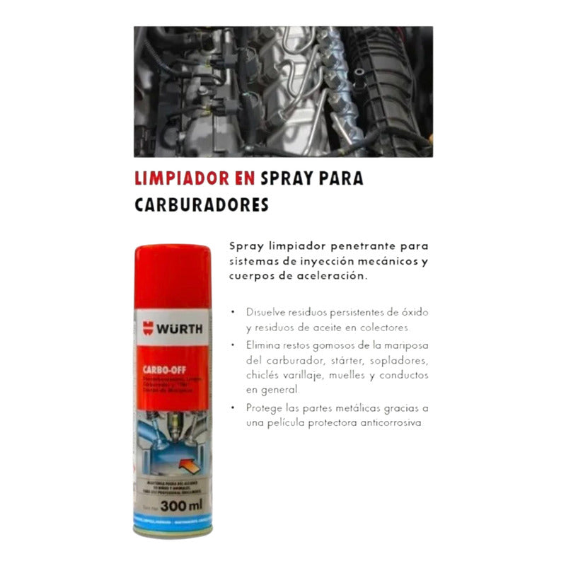 Limpia Carburador Y Cuerpo De Aceleración Wurth 300ml
