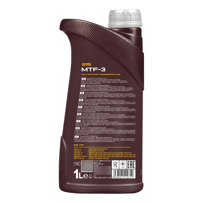Aceite Transmisión 75w Mtf-3 Mannol Sintético 1l Mn8115